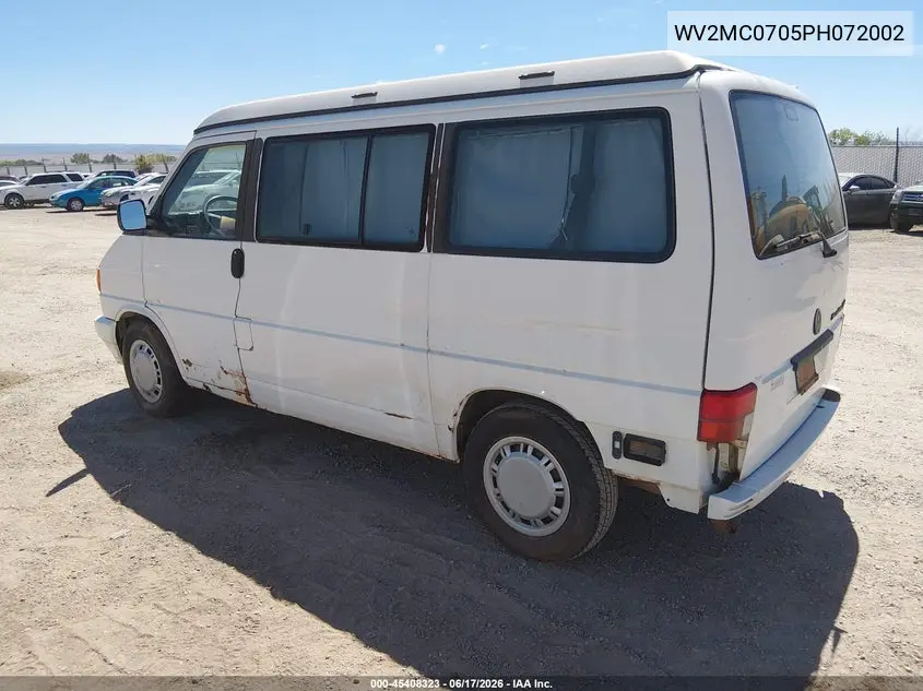 1993 Volkswagen Eurovan Mv VIN: WV2MC0705PH072002 Lot: 45408323