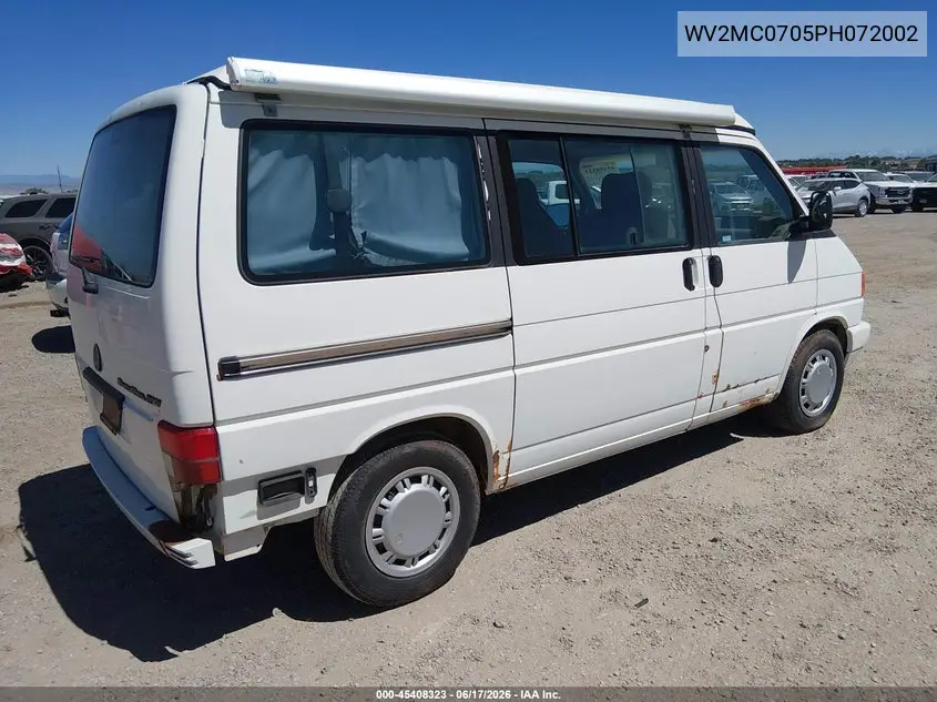 1993 Volkswagen Eurovan Mv VIN: WV2MC0705PH072002 Lot: 45408323