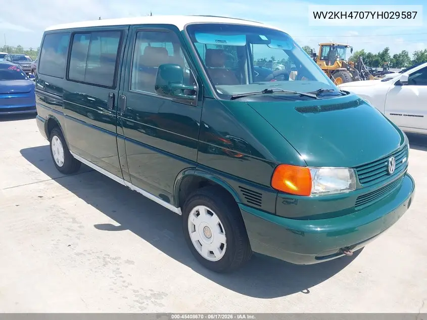 2000 Volkswagen Eurovan Gls VIN: WV2KH4707YH029587 Lot: 45408670