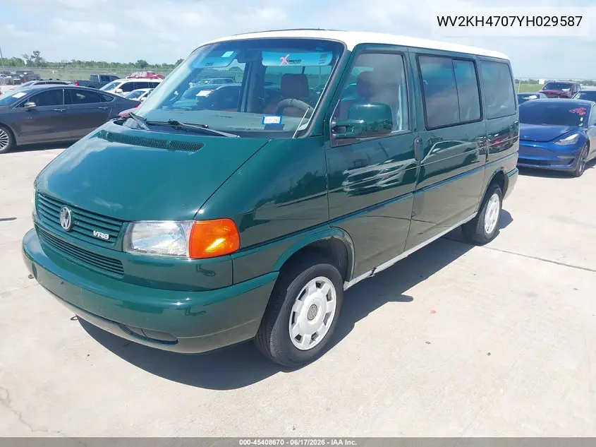 2000 Volkswagen Eurovan Gls VIN: WV2KH4707YH029587 Lot: 45408670