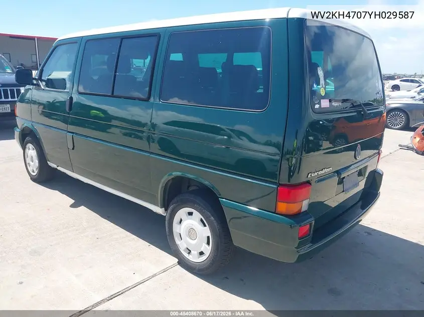 2000 Volkswagen Eurovan Gls VIN: WV2KH4707YH029587 Lot: 45408670