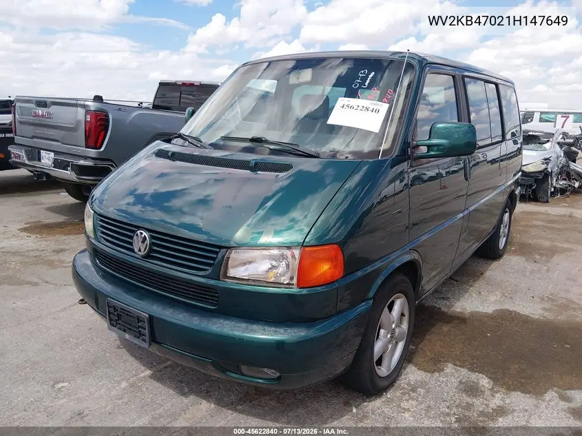 2001 Volkswagen Eurovan Gls VIN: WV2KB47021H147649 Lot: 45622840