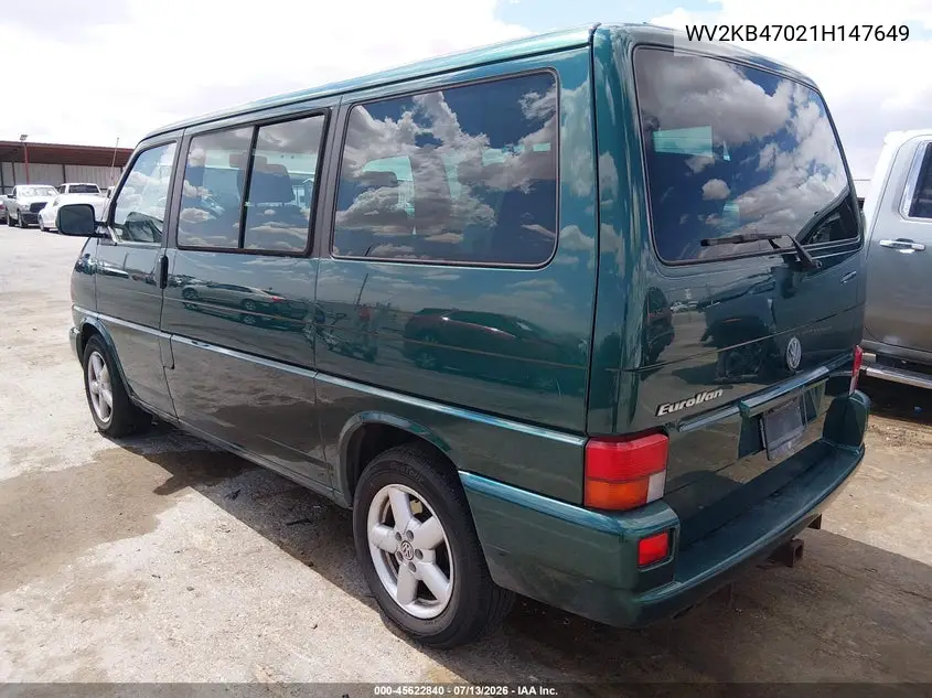 2001 Volkswagen Eurovan Gls VIN: WV2KB47021H147649 Lot: 45622840