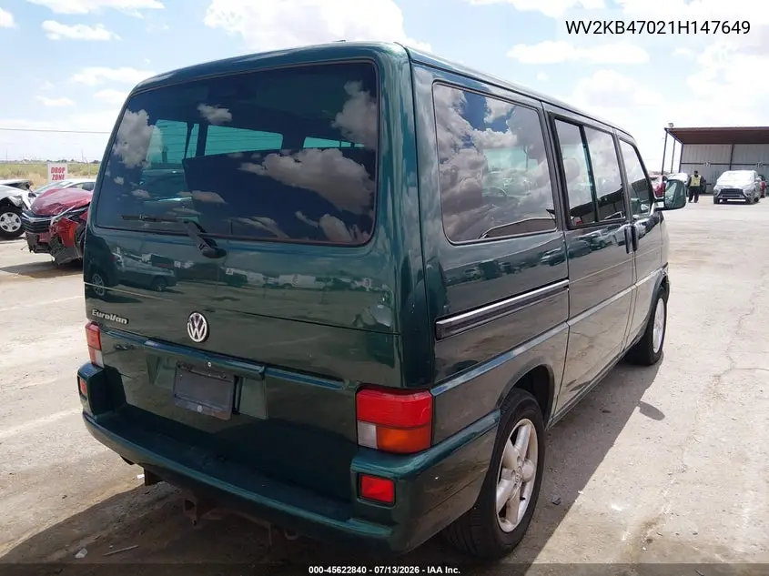 2001 Volkswagen Eurovan Gls VIN: WV2KB47021H147649 Lot: 45622840