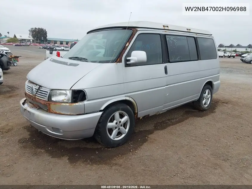 2002 Volkswagen Eurovan Mv VIN: WV2NB47002H096988 Lot: 45139108