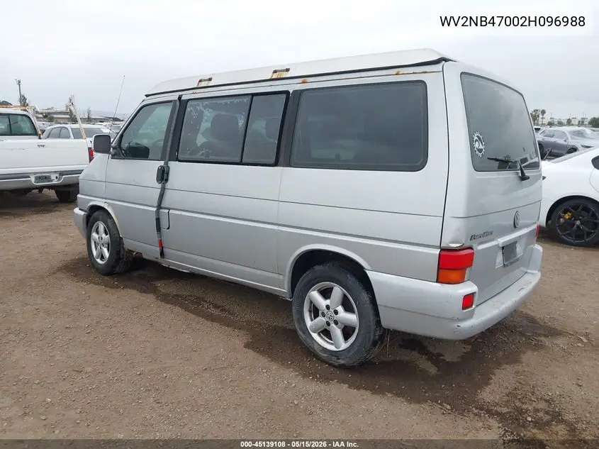 2002 Volkswagen Eurovan Mv VIN: WV2NB47002H096988 Lot: 45139108