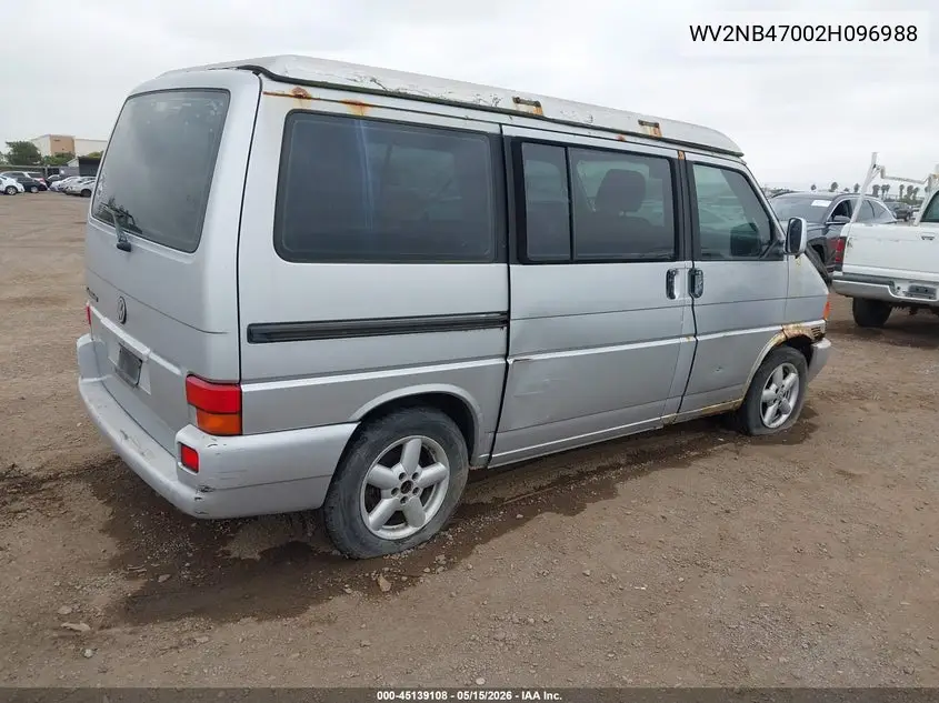 2002 Volkswagen Eurovan Mv VIN: WV2NB47002H096988 Lot: 45139108