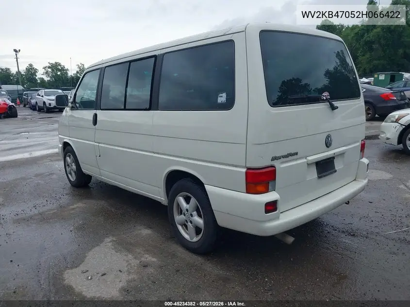 2002 Volkswagen Eurovan Gls VIN: WV2KB47052H066422 Lot: 45234382