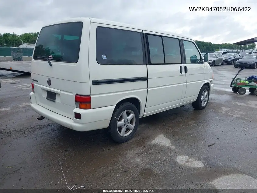 2002 Volkswagen Eurovan Gls VIN: WV2KB47052H066422 Lot: 45234382