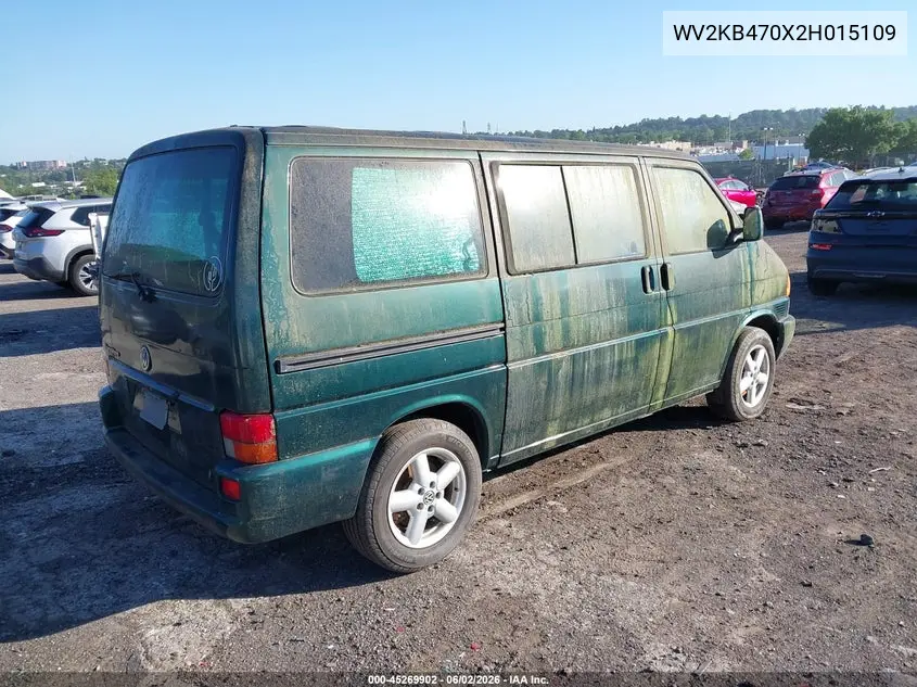 2002 Volkswagen Eurovan Gls VIN: WV2KB470X2H015109 Lot: 45269902