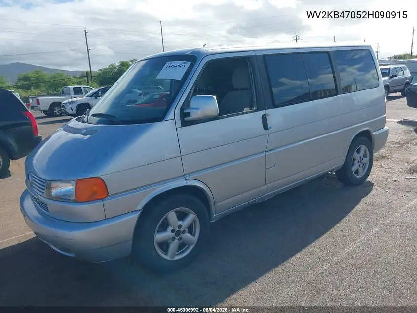 2002 Volkswagen Eurovan Gls VIN: WV2KB47052H090915 Lot: 45306992