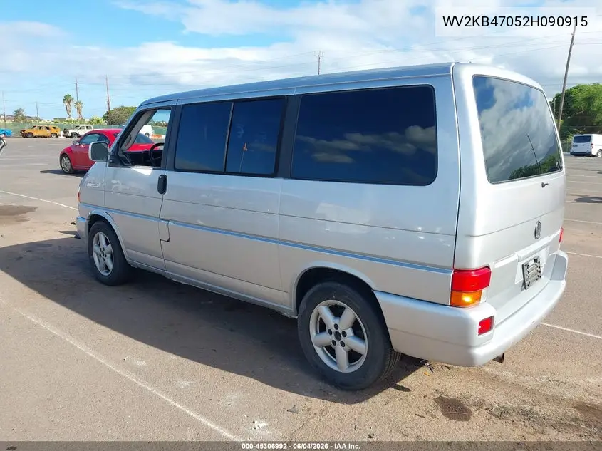 2002 Volkswagen Eurovan Gls VIN: WV2KB47052H090915 Lot: 45306992