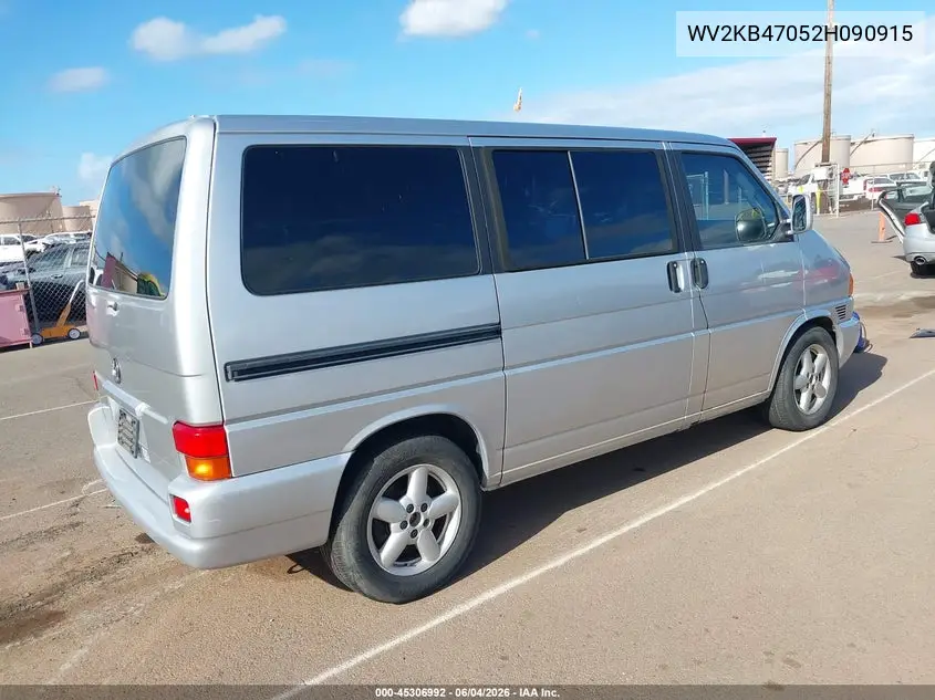 2002 Volkswagen Eurovan Gls VIN: WV2KB47052H090915 Lot: 45306992