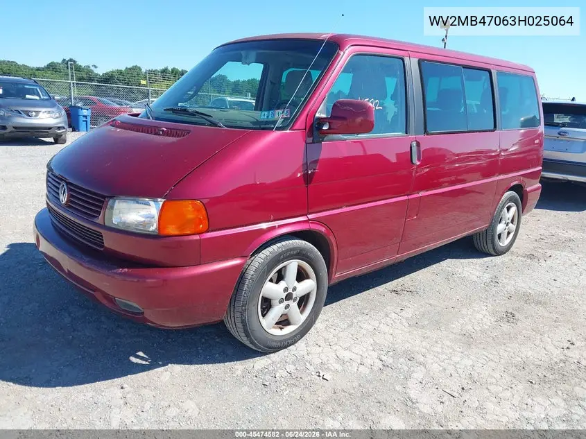 2003 Volkswagen Eurovan Mv VIN: WV2MB47063H025064 Lot: 45474582