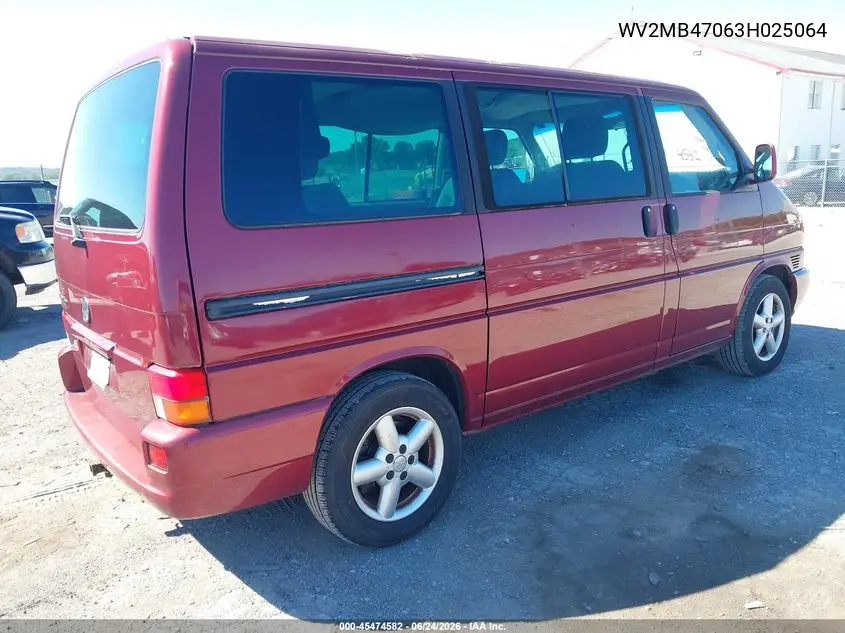 2003 Volkswagen Eurovan Mv VIN: WV2MB47063H025064 Lot: 45474582
