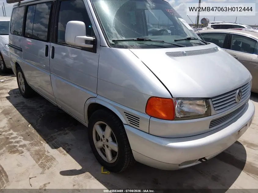2003 Volkswagen Eurovan Mv VIN: WV2MB47063H012444 Lot: 45583469