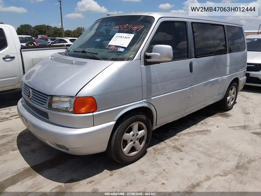 2003 Volkswagen Eurovan Mv VIN: WV2MB47063H012444 Lot: 45583469