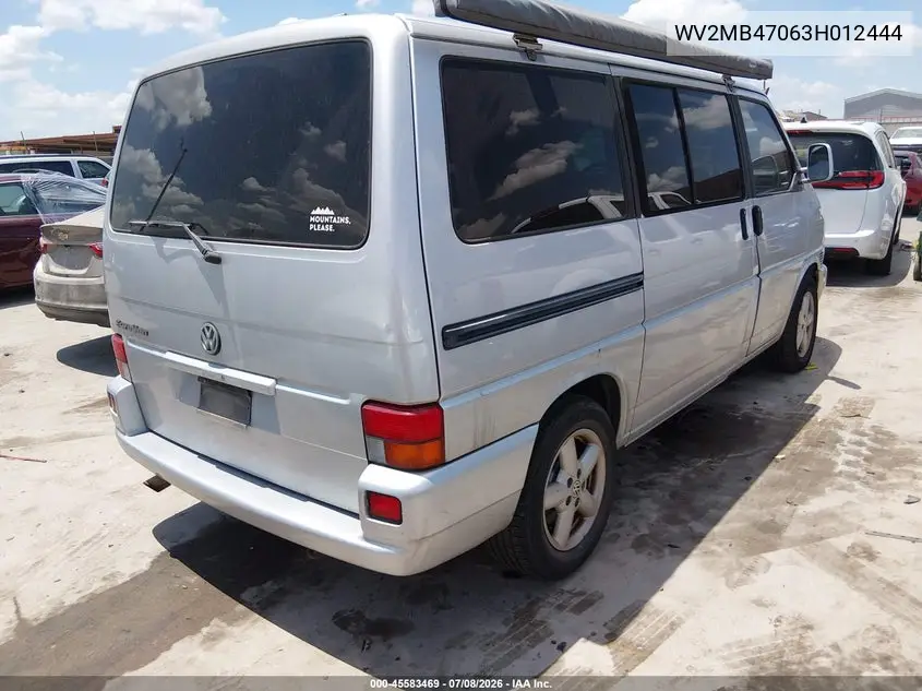 2003 Volkswagen Eurovan Mv VIN: WV2MB47063H012444 Lot: 45583469