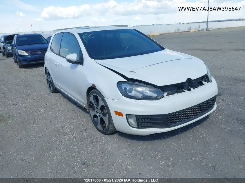 2010 Volkswagen Golf Gti 3-Door VIN: WVWEV7AJ8AW395647 Lot: 12617653