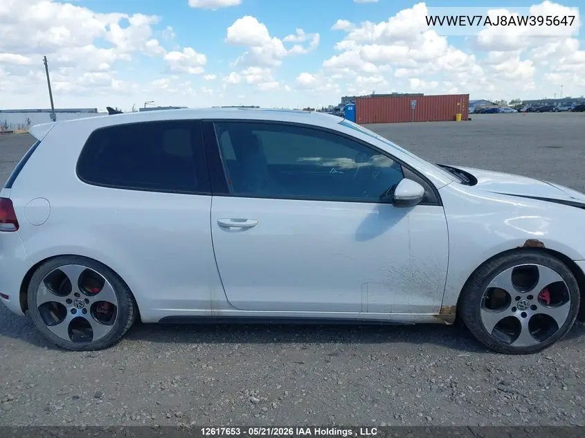 2010 Volkswagen Golf Gti 3-Door VIN: WVWEV7AJ8AW395647 Lot: 12617653