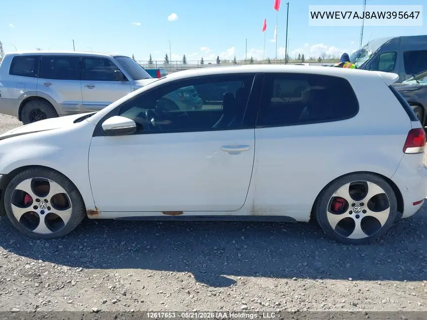 2010 Volkswagen Golf Gti 3-Door VIN: WVWEV7AJ8AW395647 Lot: 12617653