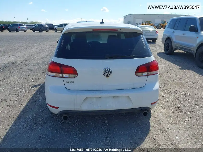 2010 Volkswagen Golf Gti 3-Door VIN: WVWEV7AJ8AW395647 Lot: 12617653