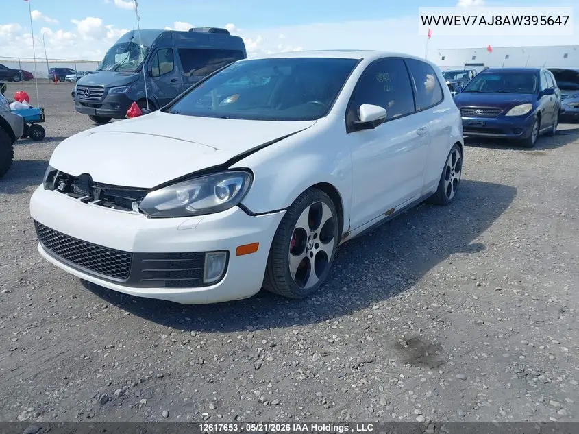 2010 Volkswagen Golf Gti 3-Door VIN: WVWEV7AJ8AW395647 Lot: 12617653