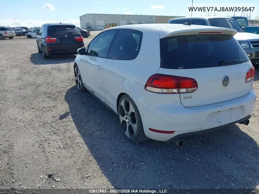 2010 Volkswagen Golf Gti 3-Door VIN: WVWEV7AJ8AW395647 Lot: 12617653