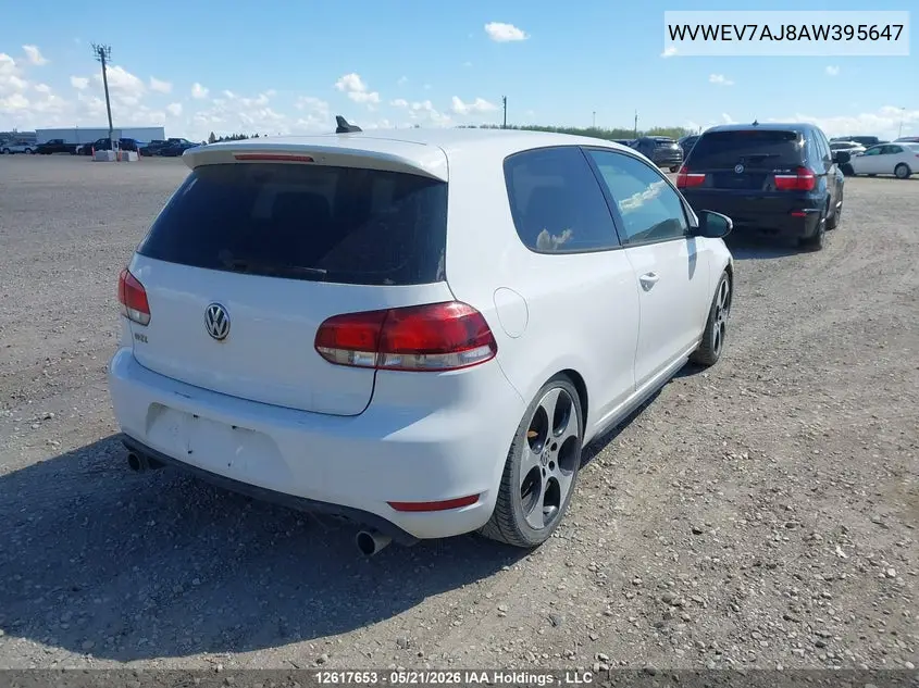 2010 Volkswagen Golf Gti 3-Door VIN: WVWEV7AJ8AW395647 Lot: 12617653