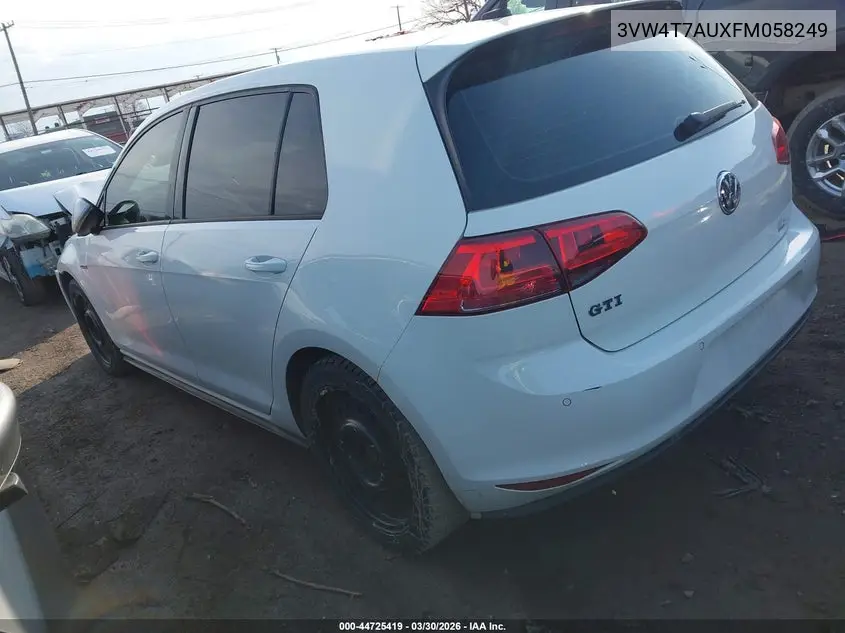 2015 Volkswagen Golf Gti 2.0T Autobahn 4-Door VIN: 3VW4T7AUXFM058249 Lot: 44725419