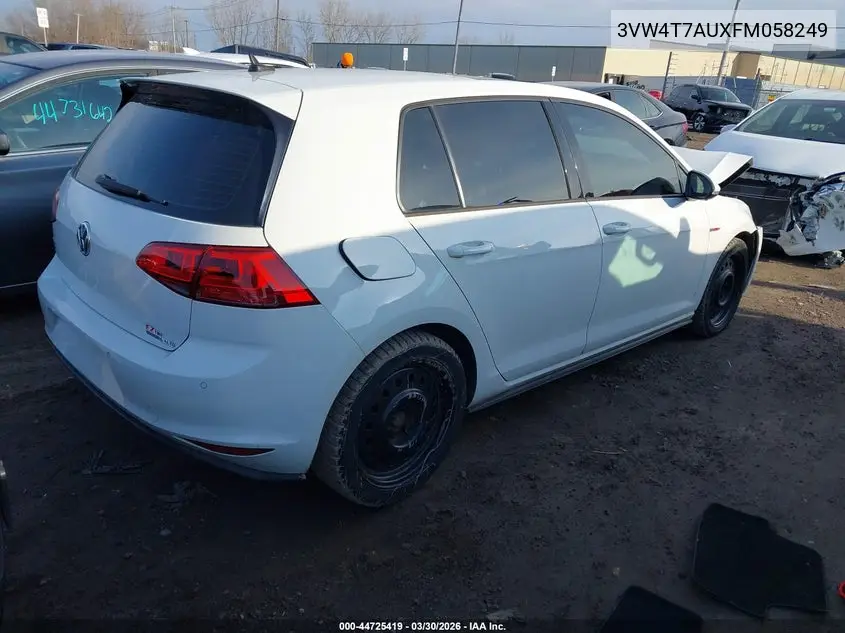 2015 Volkswagen Golf Gti 2.0T Autobahn 4-Door VIN: 3VW4T7AUXFM058249 Lot: 44725419