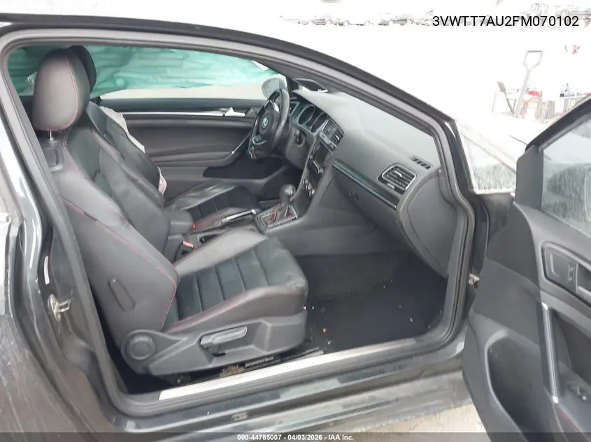 2015 Volkswagen Golf Gti 2.0T Se 2-Door VIN: 3VWTT7AU2FM070102 Lot: 44785007