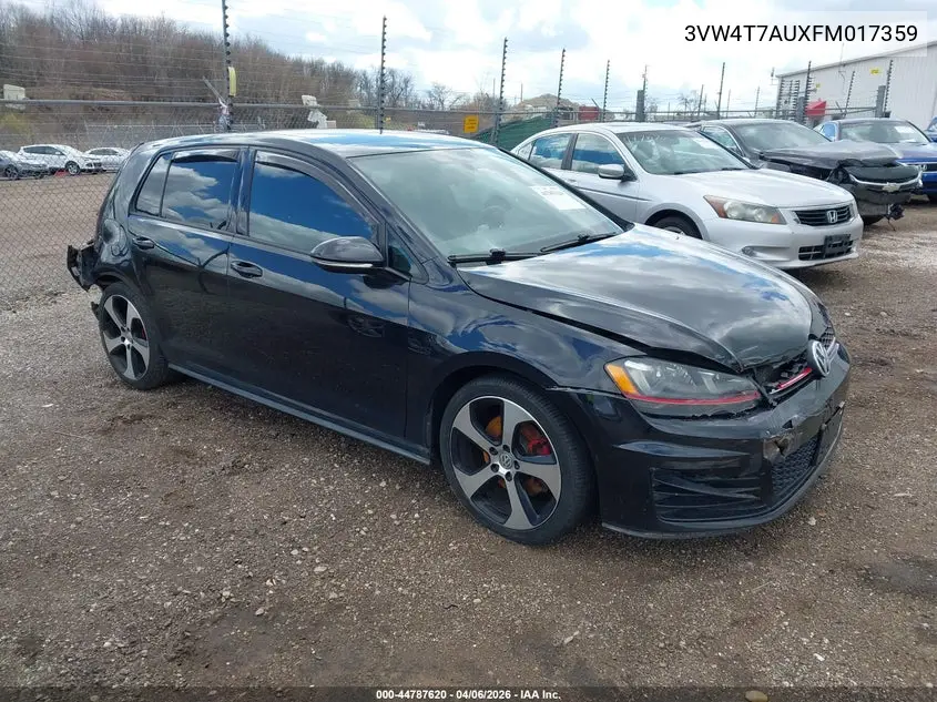2015 Volkswagen Golf Gti 2.0T Autobahn 4-Door VIN: 3VW4T7AUXFM017359 Lot: 44787620