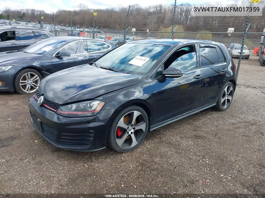 2015 Volkswagen Golf Gti 2.0T Autobahn 4-Door VIN: 3VW4T7AUXFM017359 Lot: 44787620
