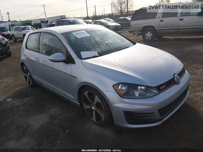 2015 Volkswagen Golf Gti 2.0T S 2-Door VIN: 3VWTT7AU3FM060548 Lot: 44859659