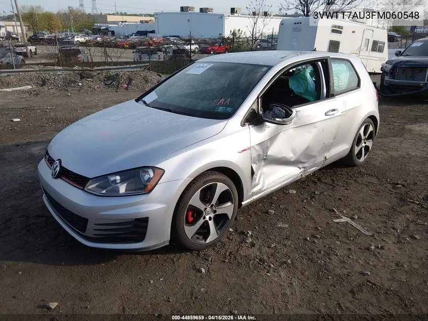 2015 Volkswagen Golf Gti 2.0T S 2-Door VIN: 3VWTT7AU3FM060548 Lot: 44859659