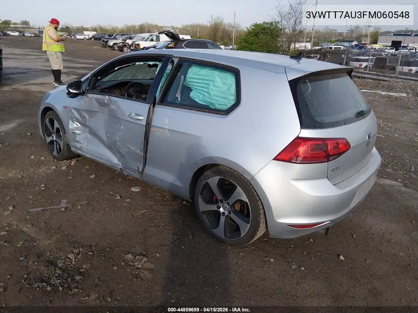 2015 Volkswagen Golf Gti 2.0T S 2-Door VIN: 3VWTT7AU3FM060548 Lot: 44859659