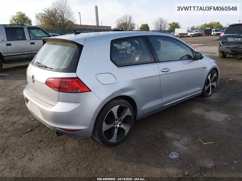 2015 Volkswagen Golf Gti 2.0T S 2-Door VIN: 3VWTT7AU3FM060548 Lot: 44859659