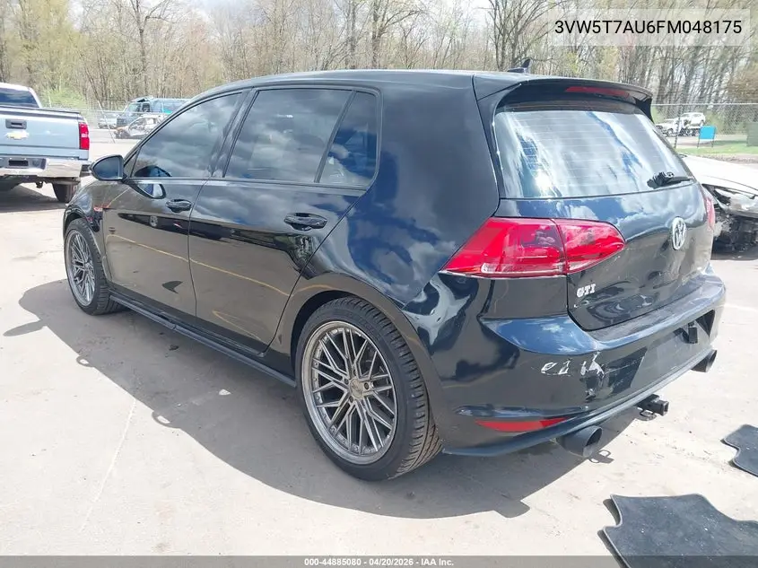2015 Volkswagen Golf Gti 2.0T S 4-Door VIN: 3VW5T7AU6FM048175 Lot: 44885080