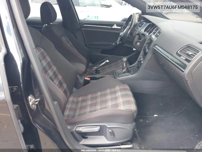 2015 Volkswagen Golf Gti 2.0T S 4-Door VIN: 3VW5T7AU6FM048175 Lot: 44885080