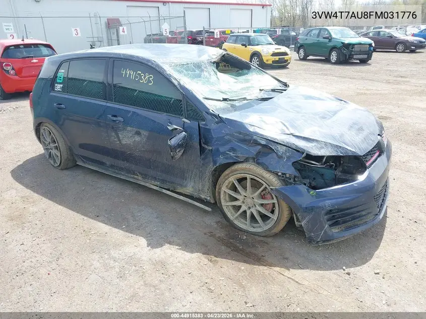 2015 Volkswagen Golf Gti 2.0T S 4-Door VIN: 3VW4T7AU8FM031776 Lot: 44915383