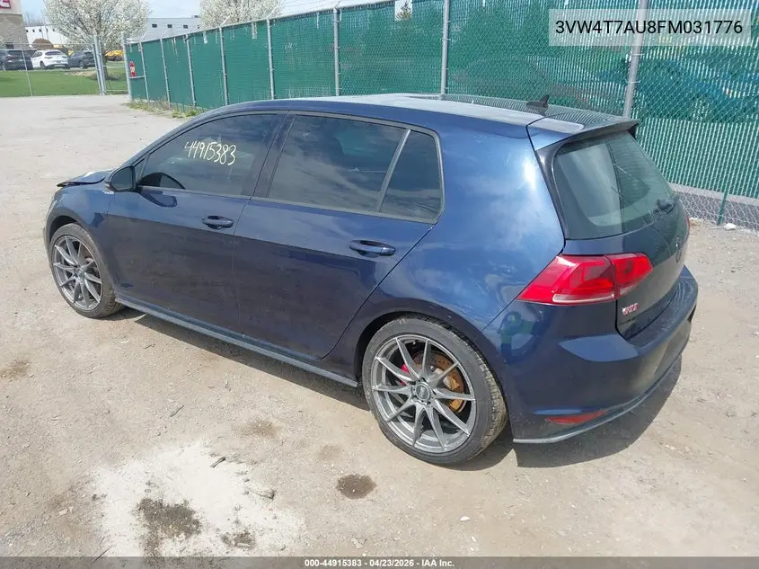 2015 Volkswagen Golf Gti 2.0T S 4-Door VIN: 3VW4T7AU8FM031776 Lot: 44915383