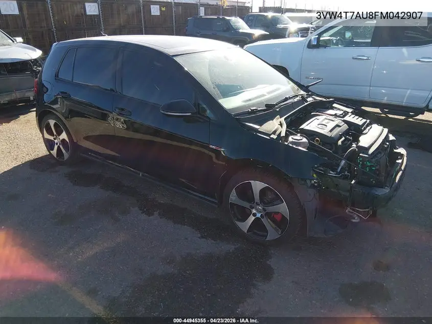 2015 Volkswagen Golf Gti 2.0T Autobahn 4-Door VIN: 3VW4T7AU8FM042907 Lot: 44945355