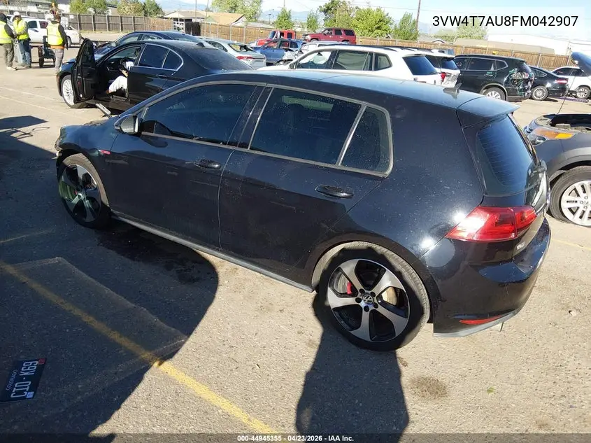2015 Volkswagen Golf Gti 2.0T Autobahn 4-Door VIN: 3VW4T7AU8FM042907 Lot: 44945355