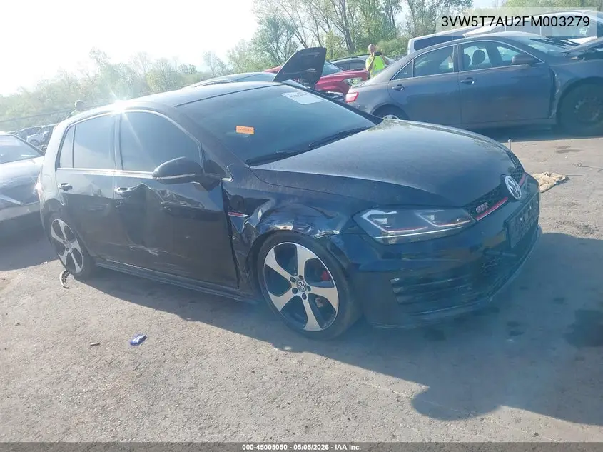2015 Volkswagen Golf Gti 2.0T S 4-Door VIN: 3VW5T7AU2FM003279 Lot: 45005050