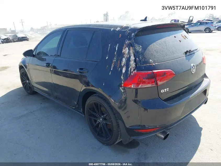 2015 Volkswagen Golf Gti 2.0T S 4-Door VIN: 3VW5T7AU9FM101791 Lot: 45077706