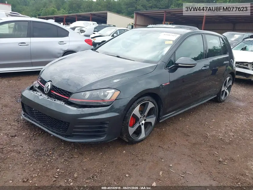 2015 Volkswagen Golf Gti 2.0T Se W/Performance Package 4-Door VIN: 3VW447AU8FM077623 Lot: 45102515