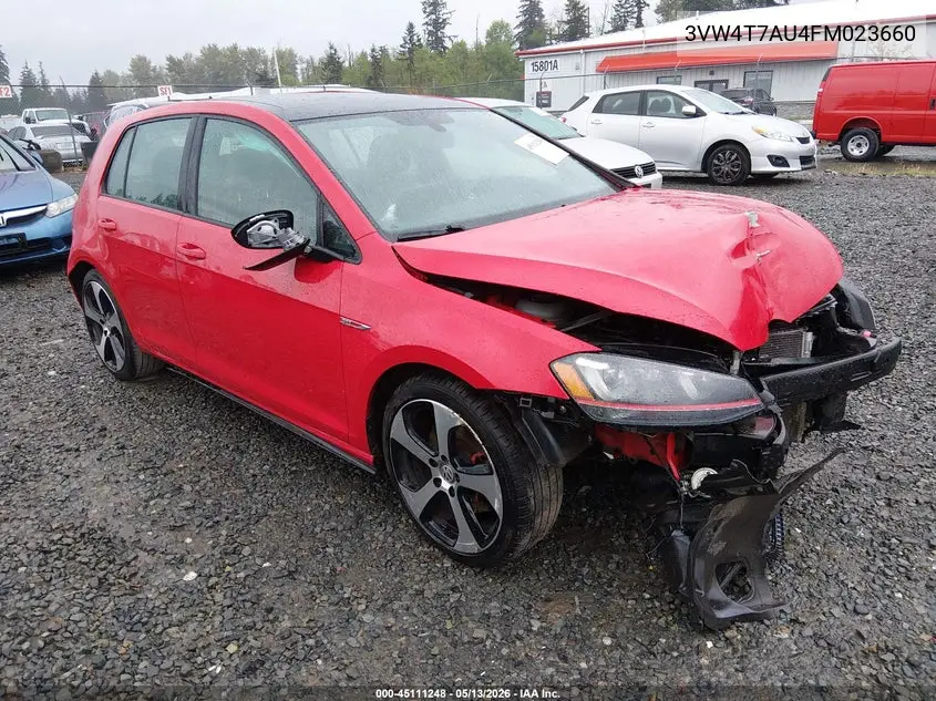 2015 Volkswagen Golf Gti 2.0T Autobahn 4-Door VIN: 3VW4T7AU4FM023660 Lot: 45111248