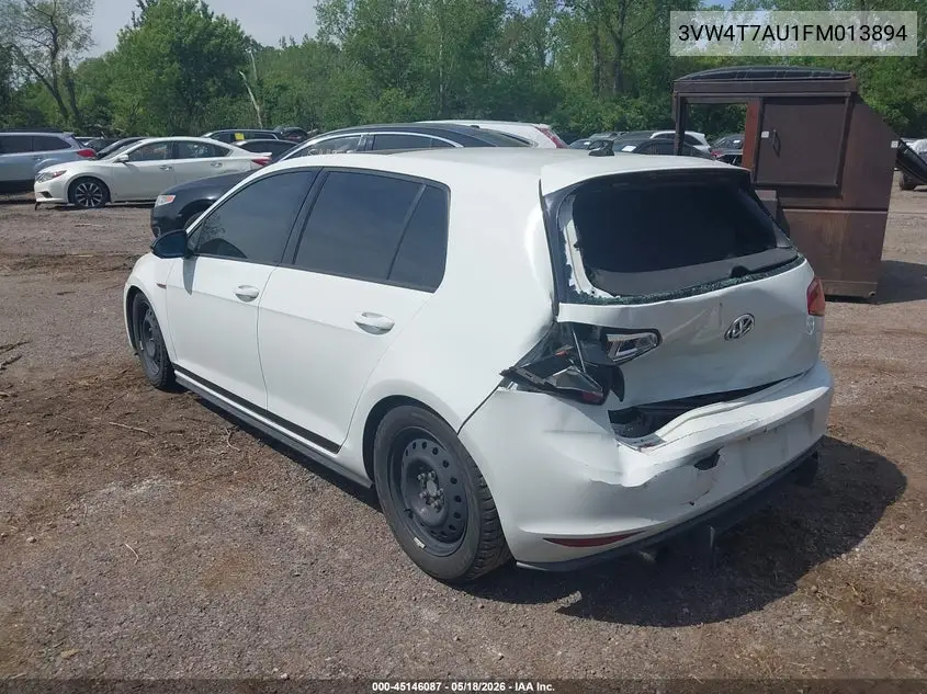 2015 Volkswagen Golf Gti 2.0T Se 4-Door VIN: 3VW4T7AU1FM013894 Lot: 45146087