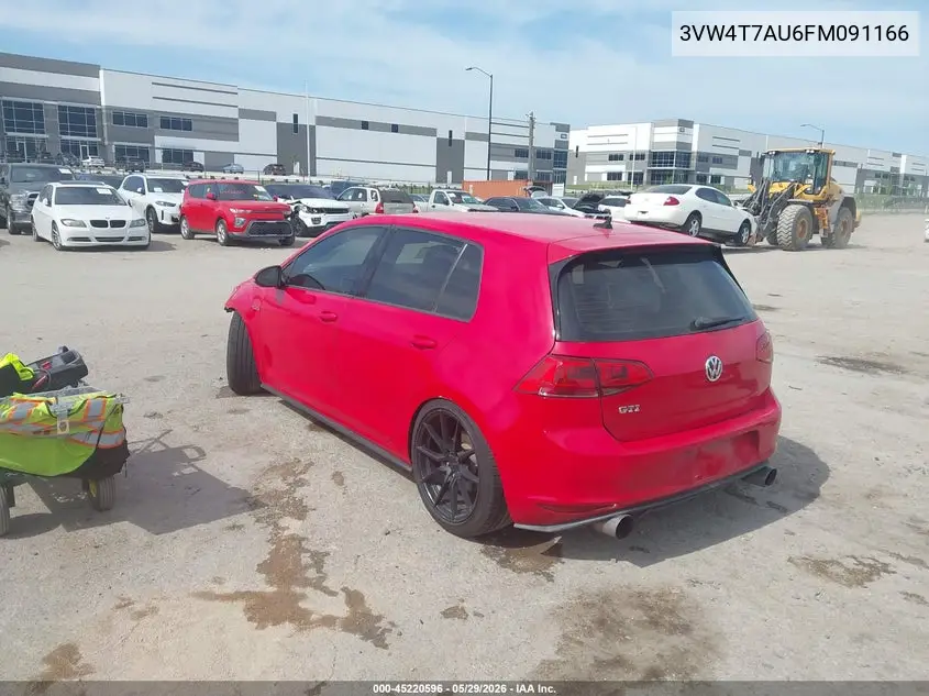 2015 Volkswagen Golf Gti 2.0T S 4-Door VIN: 3VW4T7AU6FM091166 Lot: 45220596